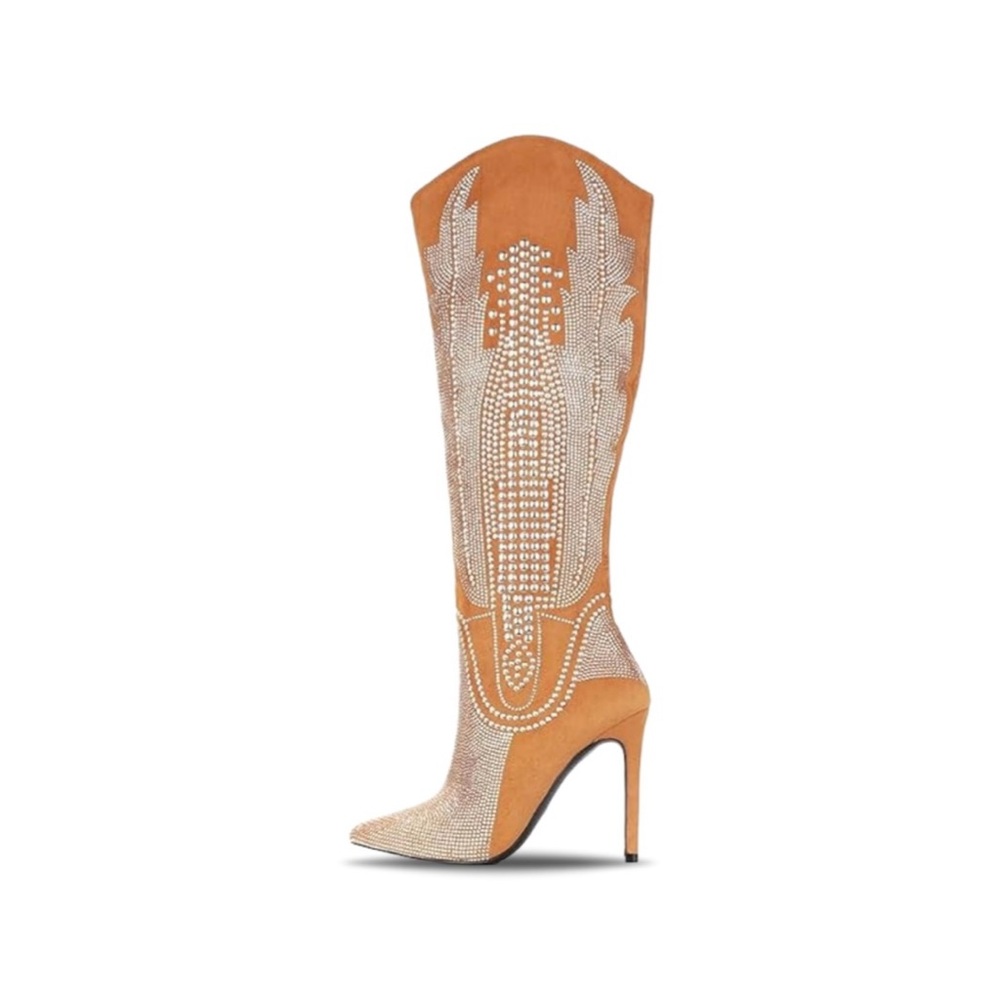 Cape Robbin Camel Rhinestone Heeled Boots